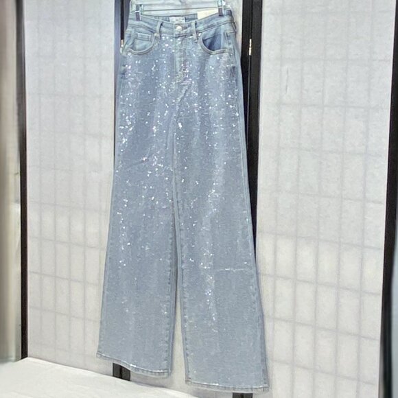 Austin Landing Jewel High Rise Wide Leg Light Wash Denim Jeans Vintage Style NEW - Picture 4 of 12